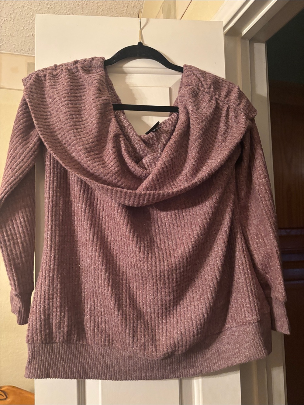 torrid Dusty Mauve Ribbed Cowl Neck Sweater